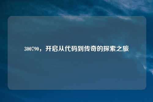300790，开启从代码到传奇的探索之旅