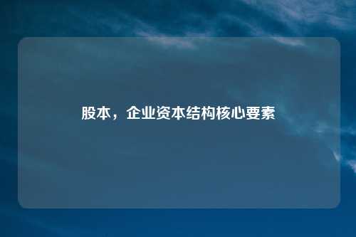 股本，企业资本结构核心要素