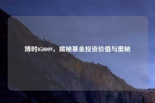 博时050009，揭秘基金投资价值与奥秘