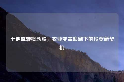 土地流转概念股,农业变革浪潮下的投资新契机