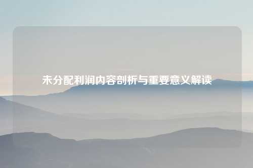 未分配利润内容剖析与重要意义解读
