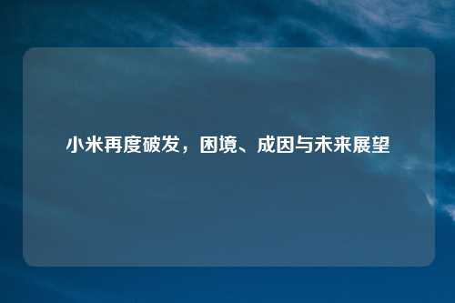 小米再度破发,困境、成因与未来展望