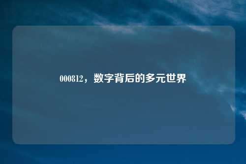 000812,数字背后的多元世界