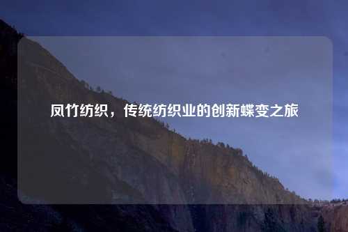 凤竹纺织,传统纺织业的创新蝶变之旅