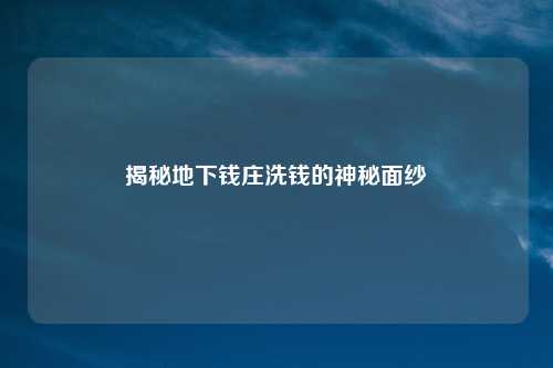 揭秘地下钱庄洗钱的神秘面纱