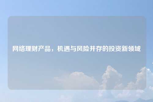网络理财产品，机遇与风险并存的投资新领域