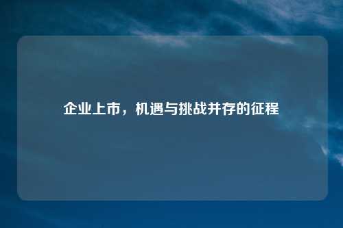 企业上市,机遇与挑战并存的征程