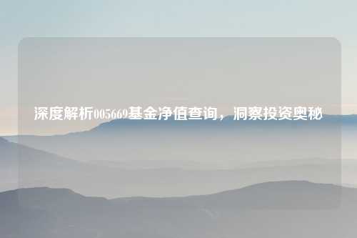 深度解析005669基金净值查询，洞察投资奥秘