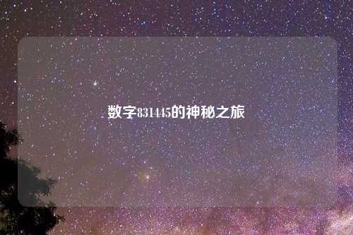 数字831445的神秘之旅