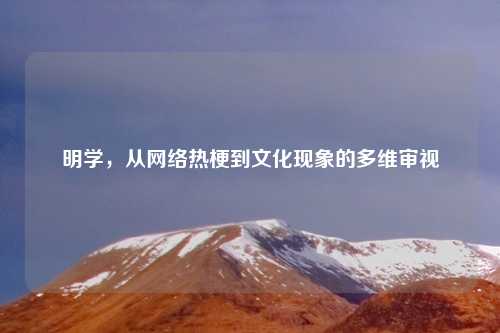明学,从网络热梗到文化现象的多维审视