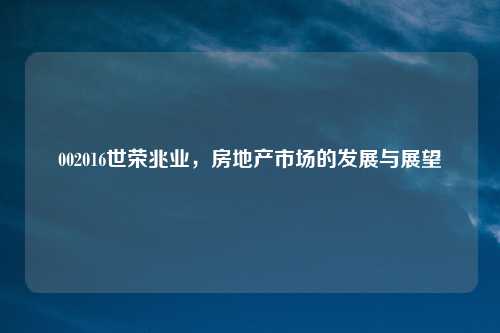 002016世荣兆业，房地产市场的发展与展望