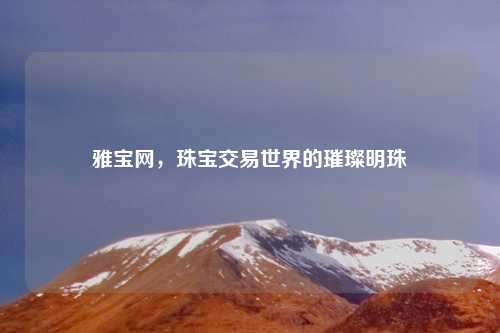 雅宝网，珠宝交易世界的璀璨明珠