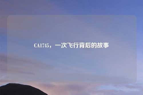 CA1745,一次飞行背后的故事