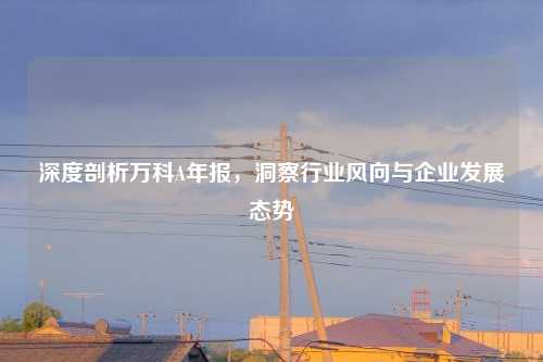 深度剖析万科A年报，洞察行业风向与企业发展态势