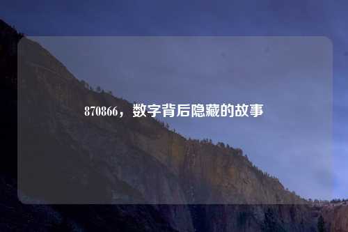 870866，数字背后隐藏的故事